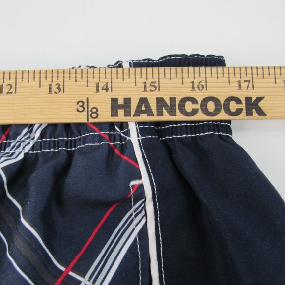 OP Men's Dark Navy with White & Red Stripe 8 1/2" Inseam Swim Trunks L (36-38) - Picture 5 of 10